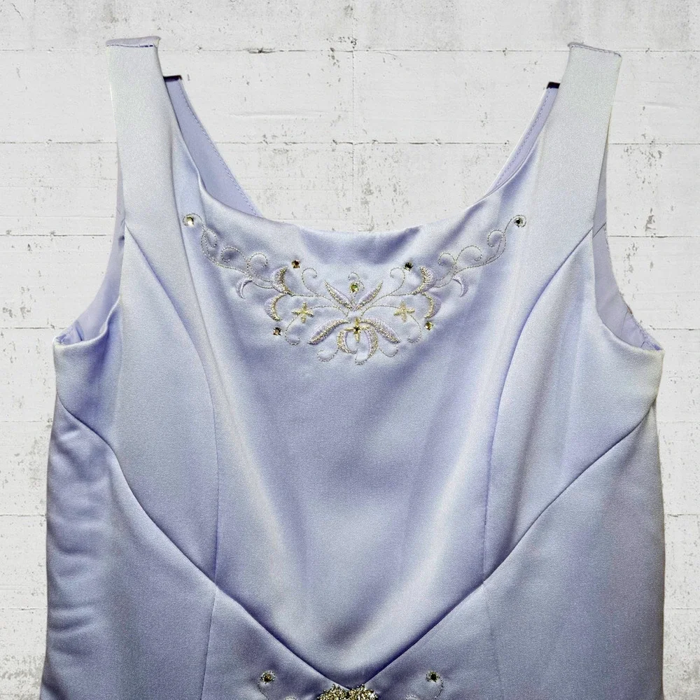 Vintage Y2K David's Bridal Purple Flower Girl Dress Orchid Beaded Gown Size 12 - Picture 3 of 16